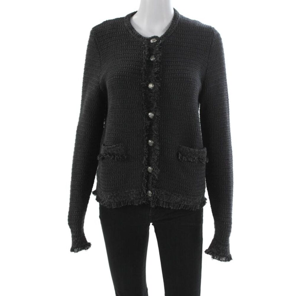 Cotton By Autumn Cashmere Women Cardigan Gray Cotton Long Sleeve Size M